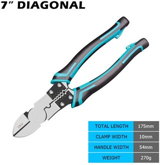 Reiz Striptang 7 8 Inch Cutter Krimptang Lange Neus Diagonaal Multitool Kabel Snijden Strippen Reparatie Handgereedschap 7 Diagonal