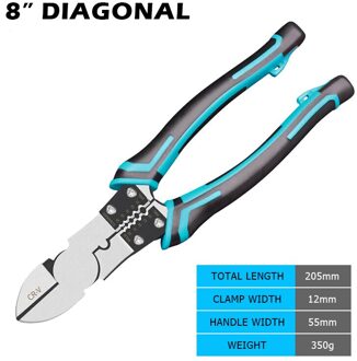 Reiz Striptang 7 8 Inch Cutter Krimptang Lange Neus Diagonaal Multitool Kabel Snijden Strippen Reparatie Handgereedschap 8 Diagonal