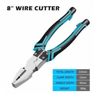 Reiz Striptang 7 8 Inch Cutter Krimptang Lange Neus Diagonaal Multitool Kabel Snijden Strippen Reparatie Handgereedschap 8 draad Cutter