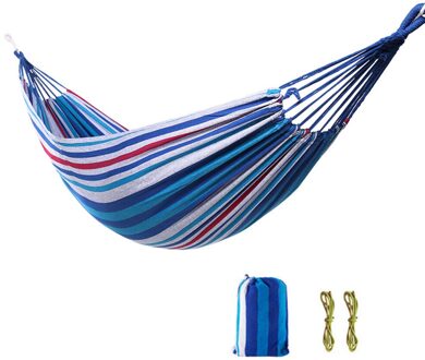 Reizen Camping Outdoor Hangmat Draagbare Schommel Sterke Lager Vermogen Lui Opknoping Stoel Tuin Hangmatten 200x100mm blauw wit
