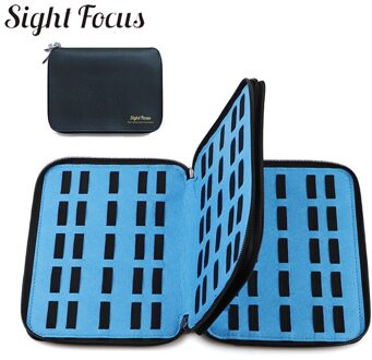 Reizen Horlogebanden Storage Case Voor Apple Samsung Horloge Band Strap Organizer Carry Bag Display Box Clutch Horloge Roll Houder Pouch zwart met blauw