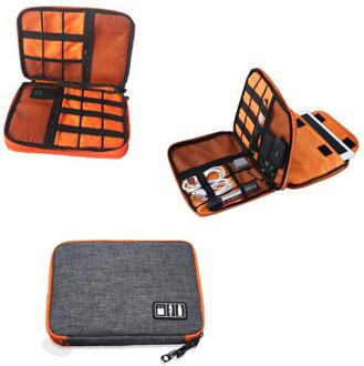 Reizen Kabel Tas Draagbare Digitale USB Gadget Organizer Charger Draden Cosmetische Zipper Storage Pouch Kit Case Accessoires Benodigdheden groot oranje