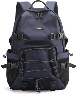 Reizen Mannen Nylon Computer Rugzak Effen Kleur Mesh Casual School Student Rugzak Man Hoge Capaciteit Big Bag Blauw