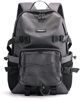 Reizen Mannen Nylon Computer Rugzak Effen Kleur Mesh Casual School Student Rugzak Man Hoge Capaciteit Big Bag Grijs