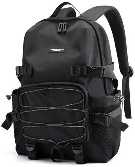 Reizen Mannen Nylon Computer Rugzak Effen Kleur Mesh Casual School Student Rugzak Man Hoge Capaciteit Big Bag zwart