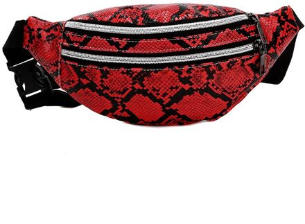Reizen Mode Taille Tas Vrouwen Snake Patroon Pu Lederen Fanny Pack Dames Draagbare Borst Zak rood