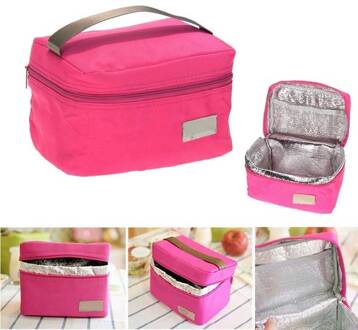 Reizen Oxford Tinfoil Geïsoleerde Koeler Thermische Picknick Lunch Tas Waterdichte Tote Lunch Tas Voor Kinderen Volwassen AIC88 roos rood