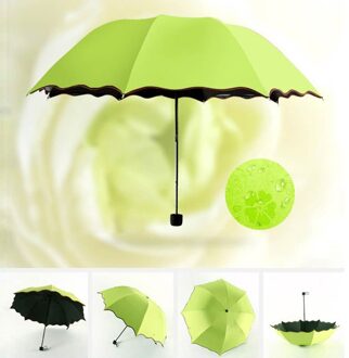 Reizen Paraplu Vouwen Drie-sectie Paraplu Anti-Uv Zon/Paraplu Outdoor Activiteiten Emergency Spare Paraplu groen