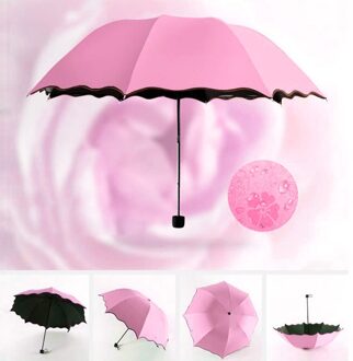 Reizen Paraplu Vouwen Drie-sectie Paraplu Anti-Uv Zon/Paraplu Outdoor Activiteiten Emergency Spare Paraplu Roze