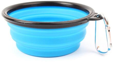 Reizen Vouwen Siliconen Huisdieren Kom Voerbak Water Feed Bpa Opvouwbare Schotel Cup Voor Honden Kat blauw