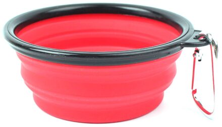 Reizen Vouwen Siliconen Huisdieren Kom Voerbak Water Feed Bpa Opvouwbare Schotel Cup Voor Honden Kat rood