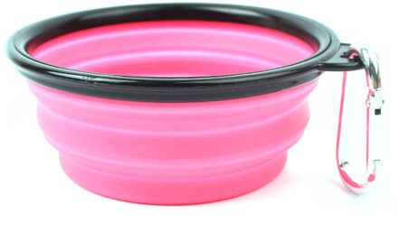 Reizen Vouwen Siliconen Huisdieren Kom Voerbak Water Feed Bpa Opvouwbare Schotel Cup Voor Honden Kat roze