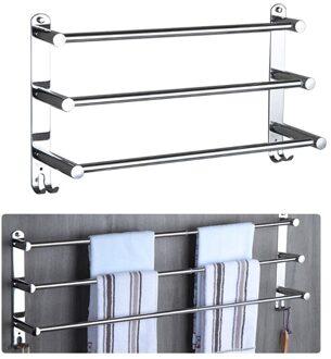 Rekbaar Rvs Handdoek Bar 3-Tier Flexable Wall Mount Badkamer Rack 35ED 1