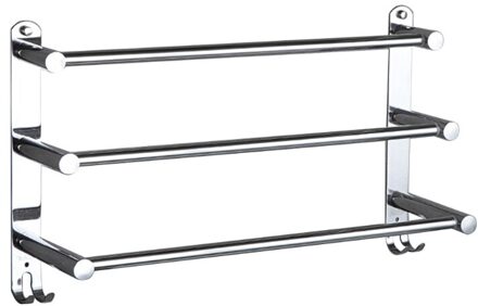 Rekbaar Rvs Handdoek Bar 3-Tier Flexable Wall Mount Badkamer Rack 35ED