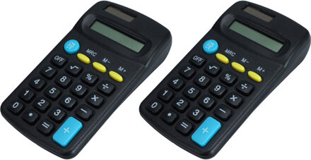 Rekenmachine - 2x - zwart - 6 x 12 cm - voor school of kantoor