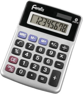 Rekenmachine/calculator - zilver - 12 x 8,5 cm -school/kantoor