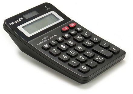 Rekenmachine/Calculator - zwart - 10 x 14 cm - voor school of kantoor - Solar