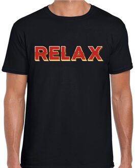 RELAX fun tekst t-shirt  zwart  met  3D effect voor heren 2XL