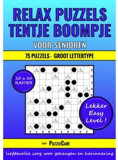 Relax Puzzelboek: Tentje Boompje Voor Senioren 10x10 Raster - 75 Puzzels Groot Lettertype - - Puzzle Care