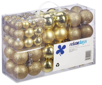 Relaxdays Kerstballen - 100x st - goud - D3, D4, D6 cm - kunststof Goudkleurig
