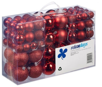 Relaxdays Kerstballen - 100x st - rood - D3, D4, D6 cm - kunststof