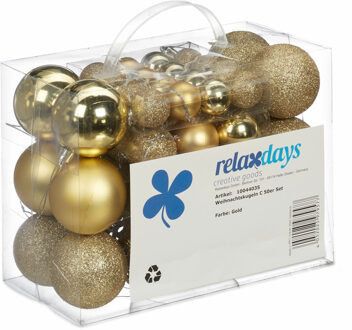 Relaxdays kerstballen - 50x st - goud - 3, 4 en 6 cm - kunststof - mat/glans/glitter Goudkleurig