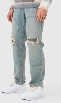 Relaxed Rigid Ripped Carpenter Jeans In Vintage Blue, Vintage Blue - 32R