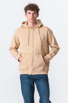 Relaxed Zip Hoodie - Beige - L