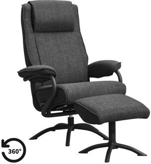 Relaxfauteuil Vincent Incl. Hocker - Bjorn - Antraciet - Stof - Grijs - 85x79x110 Cm