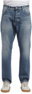 Relaxte Cropped Jeans met Versleten Details Icon Denim , Blue , Heren - W36,W34
