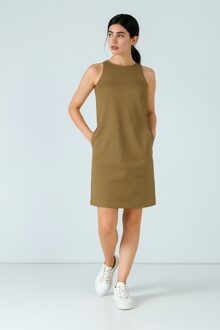Relaxte tencel-jacquardjurk tot boven de knie Beige - EU 38 / UK 10