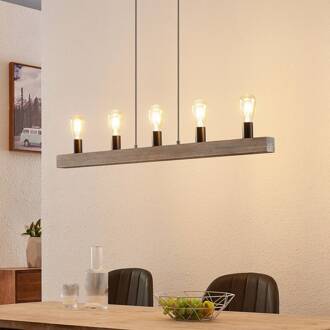 Relia hanglamp, met houten balk zwart, licht hout