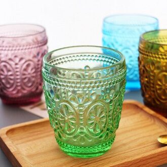 Reliëf Vintage Stemless Wijn Water Sap Glas Tumbler Cup 3