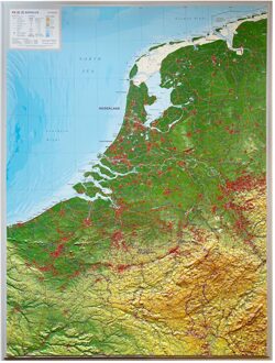 Reliëfkaart Benelux met voelbaar 3D reliëf | 77 x 57 cm | GeoRelief