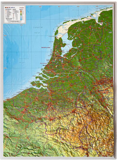 Reliëfkaart Benelux met voelbaar 3D reliëf | A3 | 29 x 39 cm | GeoRelief