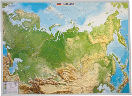 Reliëfkaart Rusland met voelbaar 3D reliëf 77 x 57 cm | GeoRelief