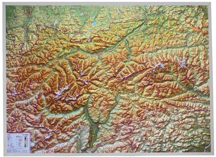 Reliëfkaart Tirol met voelbaar 3D reliëf | 77 x 57 cm | GeoRelief