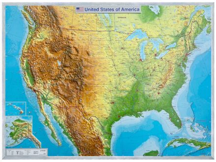 Reliëfkaart USA - Verenigde Staten met voelbaar 3D reliëf | 57 x 77 cm | GeoRelief