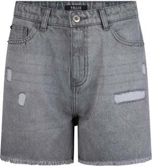Rellix Meisjes jeans short - high waist - Used grijs denim - Maat 140