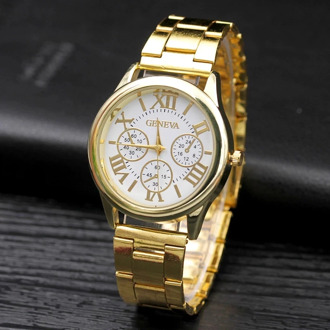 Relogio Feminino 2019 New Brand Quartz Women Watches Fashion 3 Eyes Gold Geneva Watches Casual Stainless Steel Dress Wristwatch