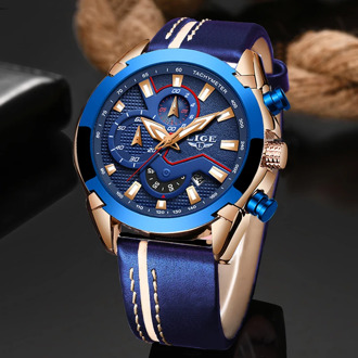 Relogio Masculino 2019 New Fashion Blue Men Watch LIGE Top Luxury Brand Wristwatch Casual Leather Waterproof Sport Quartz Clock