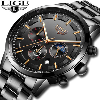 Relogio Masculino 2020 New Fashion Mens Watches LIGE Top Brand Luxury Business Watch Men Stainless Steel Waterproof Quartz Clock