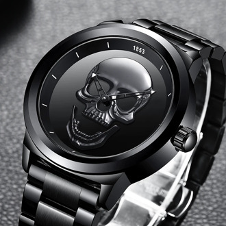 Relogio Masculino 2020 New LIGE Men Watch Top Brand Casual 3D Skull Full Steel Waterproof Military Sport Male Quartz WristWatch