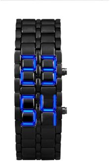 Relogio Masculino HORLOGE Mannen 2x Lava Stijl Iron Samurai Zwarte Armband LED Digitale-horloge vierkante- mannelijke-horloge blauw