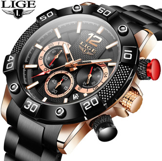 Relogio Masculino LIGE New Sport Watches Mens Top Brand Calendar Male Military Watch Full Steel Waterproof Quartz Wristwatch Men