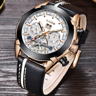 Relogio Masculino LIGE Top Brands Luxury Automatic Mechanical Watch Male Leather Waterproof Sports Watch Men Business Wristwatch