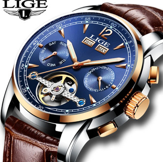 relogio masculino Mens Watches Top Brand Luxruy LIGE Automatic Watch Men Waterproof Sport Clock Man Leather Business Wrist watch