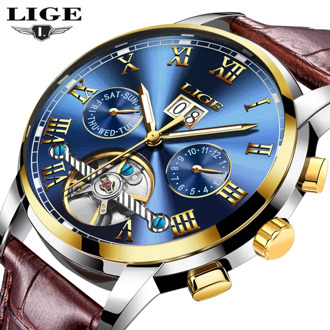 relogio masculino Watches Men LIGE Sport Men's Mechanical Watches Fashion Business Automatic Watch Man Waterproof Leather Clock