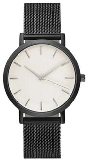 Relogio Reminino Mode Vrouwen Horloge Crystal Rvs Heren Horloge Analoge Quartz Horloge Dames Armband Horloge wit Dial zwart