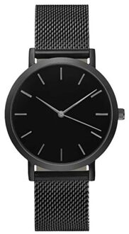 Relogio Reminino Mode Vrouwen Horloge Crystal Rvs Heren Horloge Analoge Quartz Horloge Dames Armband Horloge zwart
